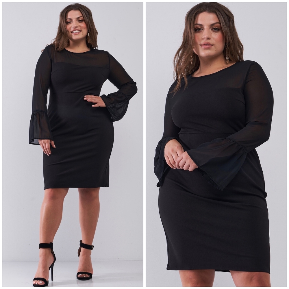 HAUTE CURVE Sophisticated Black Fitted Dress - Picture 1 of 7